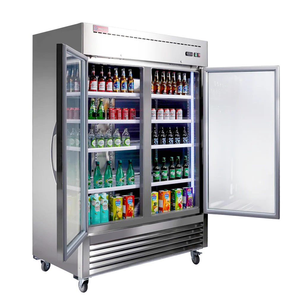 WESTLAKE 54" 2-Door Restaurant Commercial Glass Fridge Refrigerator Merchandiser 49 Cu.ft Stainless Steel Display Cooler