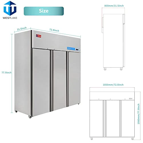 3 Door 72" Commercial Reach-In Freezer