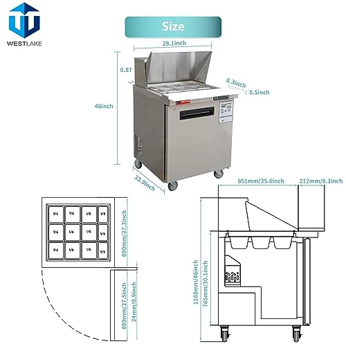 27 Inch Mega Top Sandwich Prep Table Fridge