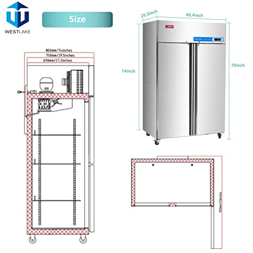 2 Door 48" Commercial Reach-In Freezer