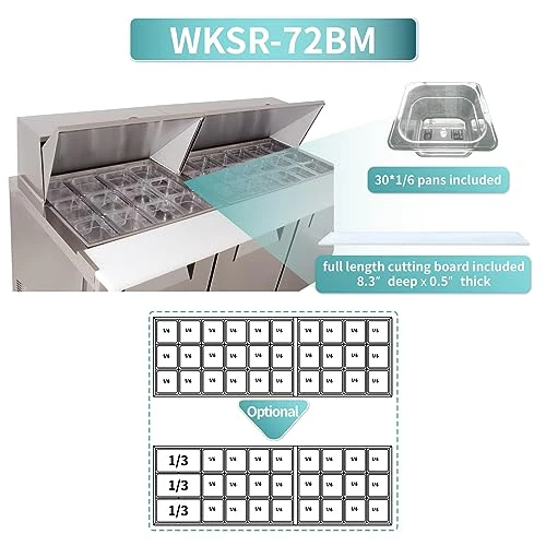 72 Inch Mega Top Sandwich Prep Table Fridge