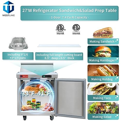 27 Inch Mega Top Sandwich Prep Table Fridge